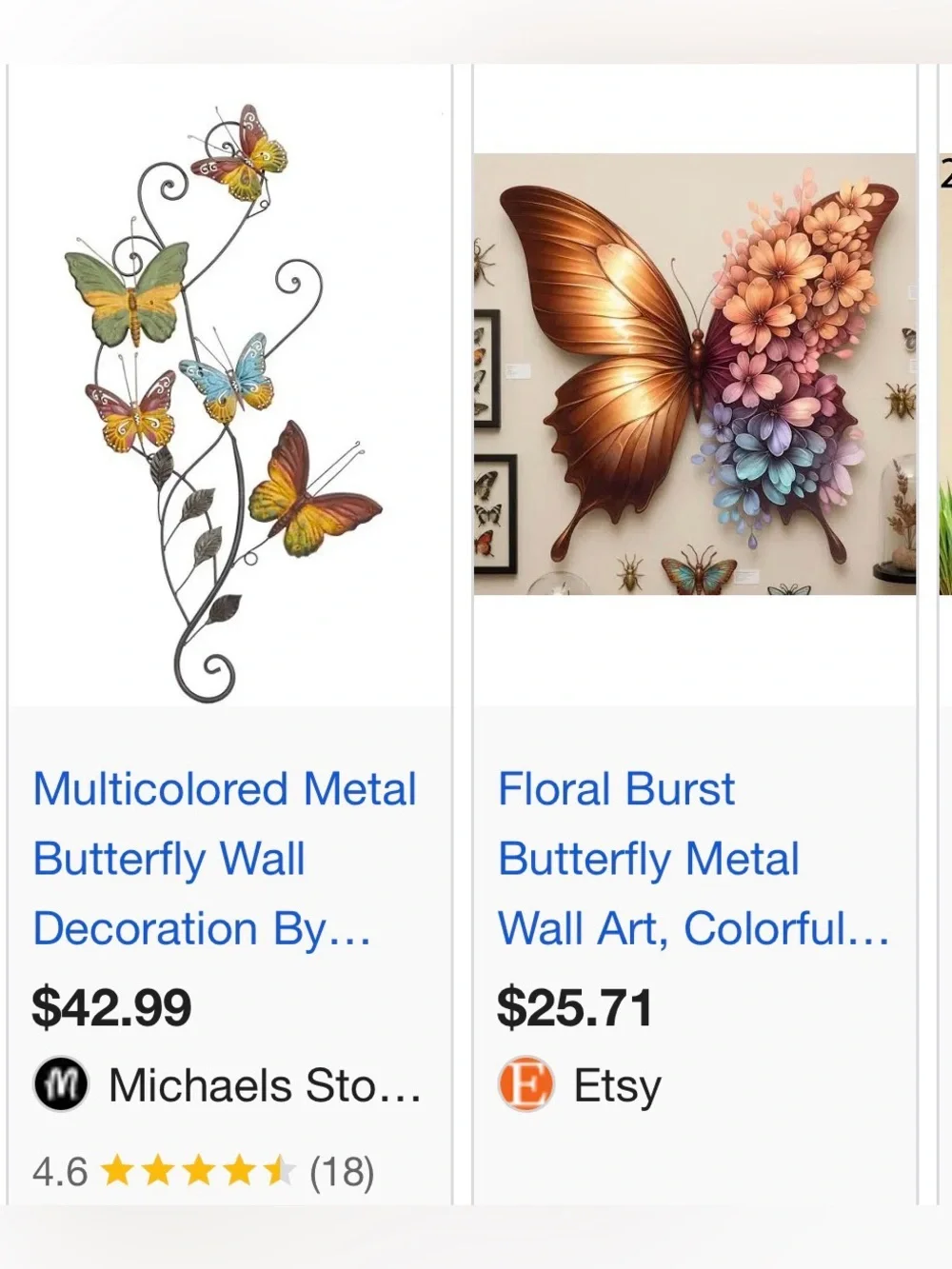 Multicolor Butterfly Wreath metal for Wall or front door decor 15 inches around